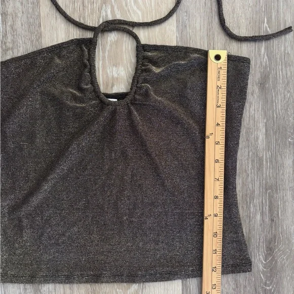 Reformation Anders Metallic Gold Sparkle Halter Top Size M - Picture 8 of 9